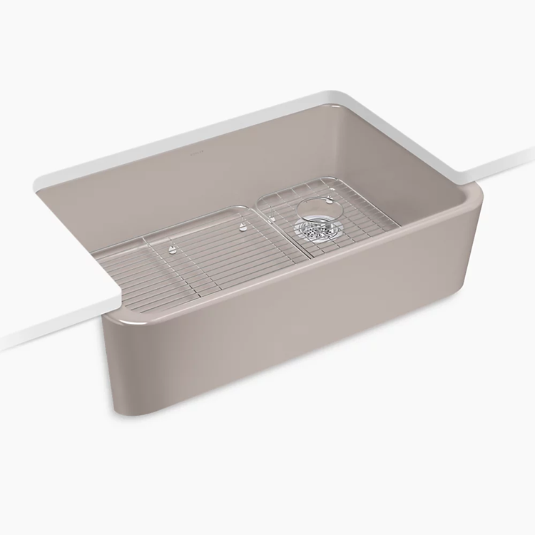 Kohler sink in kitchen with Truffle color