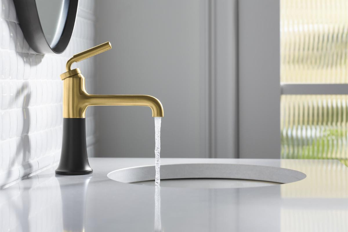 Kohler Tone faucet in bathroom with vibrant moderne brass finish | Bathroom Faucets near Phoenixville | Weinstein Collegeville
