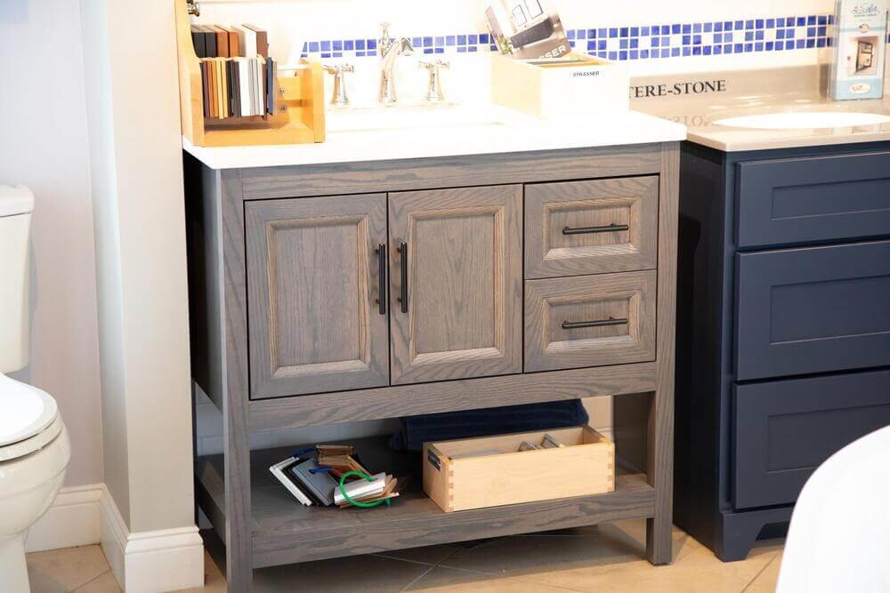 Bathroom vanity in showroom